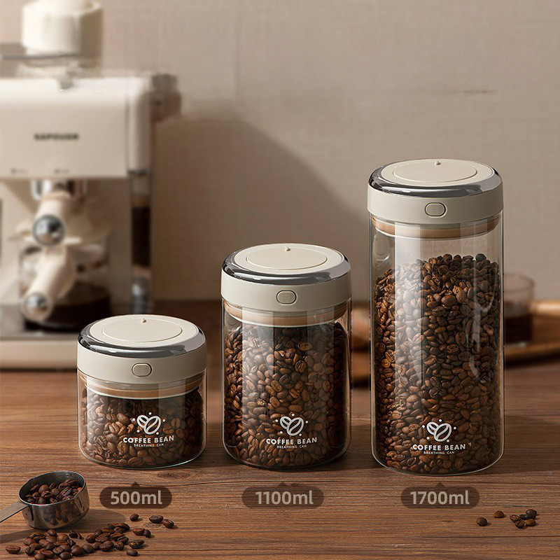 Food Storage Containers Glass - Contenitore Sottovuoto per Chicchi di Caffè