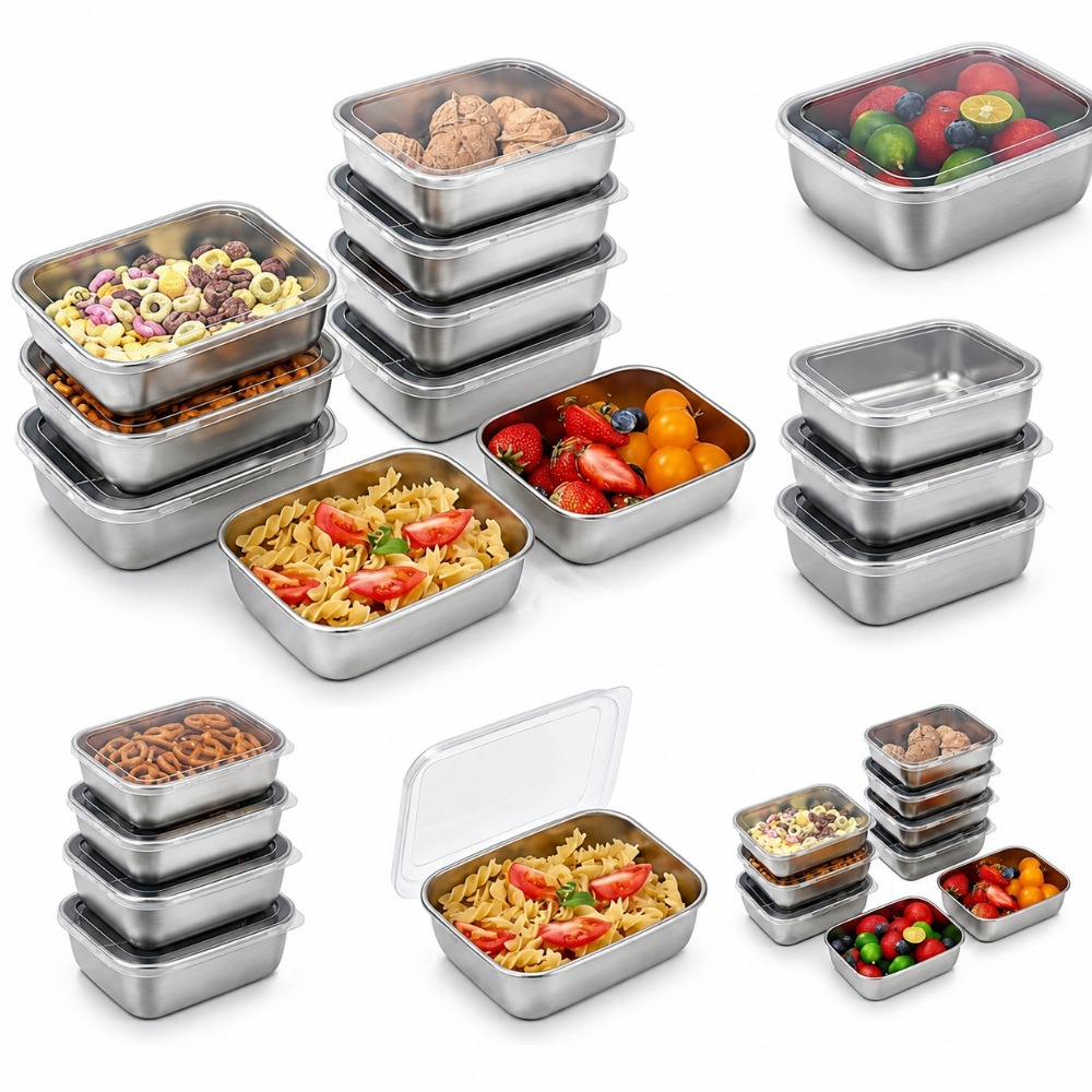Set di 6 Contenitori per Alime - Food Storage In Stainless Steel recensione e prezzo